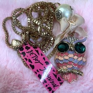 Betsey Johnson Crystal Owl Pendant Necklace